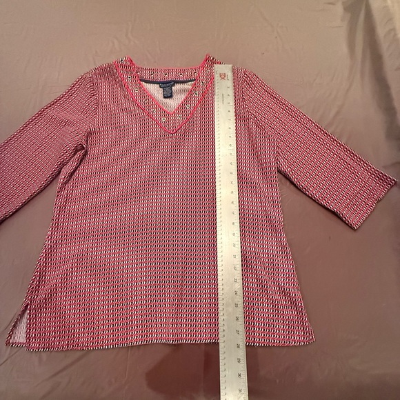 Doncaster Red/Navy V-Neck Women's 3/4 Sleeve Gold Chain Top Size 14/XL - Picture 8 of 10